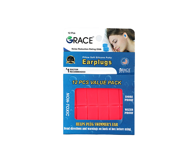 Grace Flexible earplugs for adults, 12 pieces